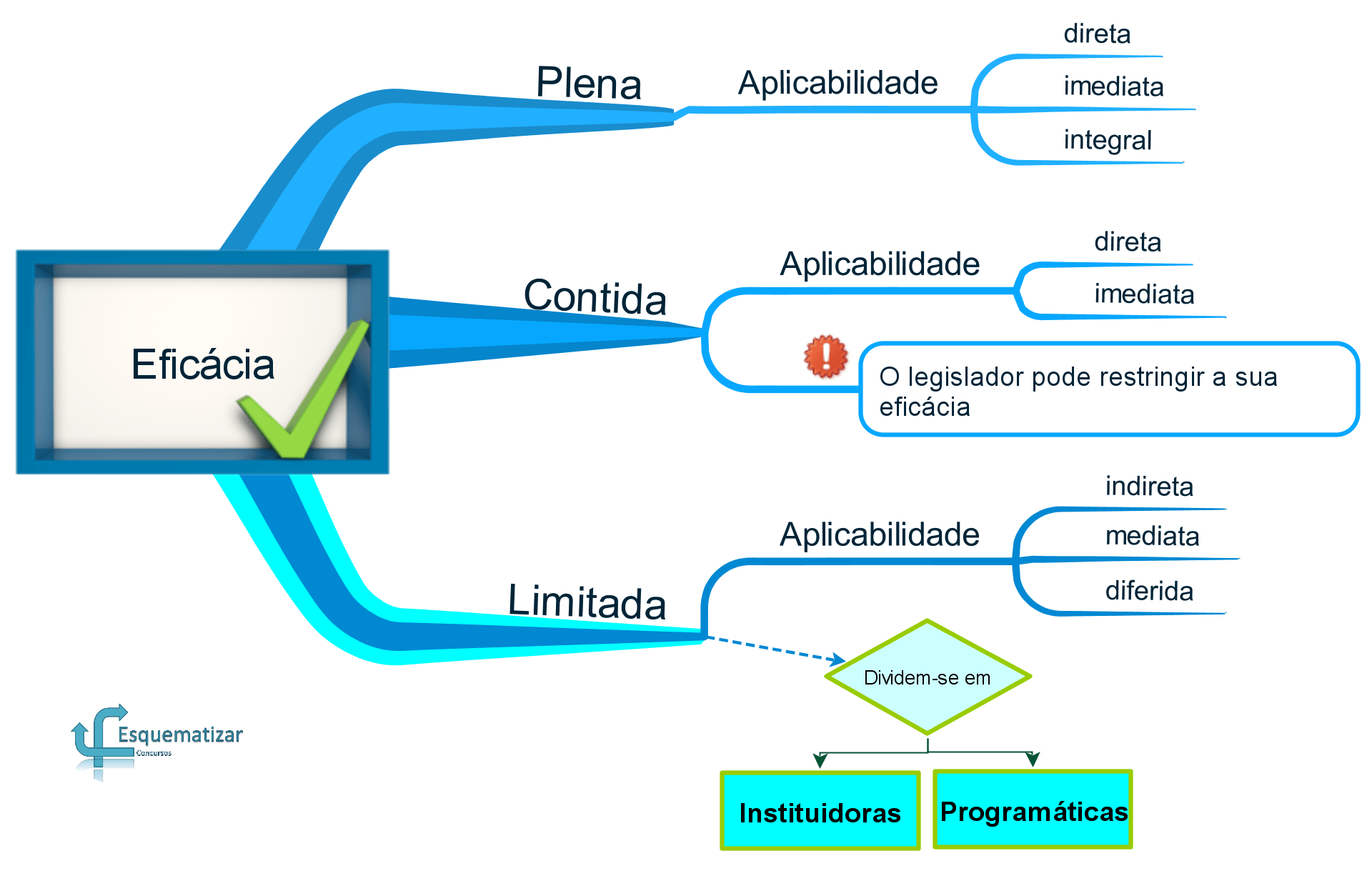 Eficácia das normas constitucionais: eficácia plena, contida e limitada